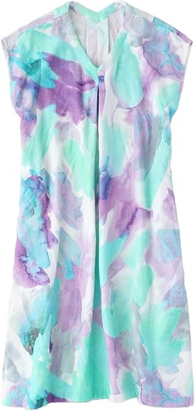 Amazon | [内野] マシュマロガーゼ 水彩プリントワンピース RTS22845